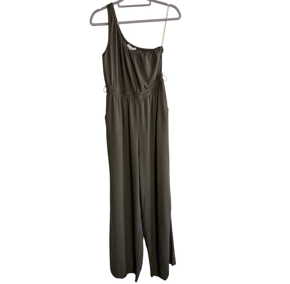 Aeropostale Olive One Shoulder Jumpsuit Wide Leg Boho Resort Style M Summer